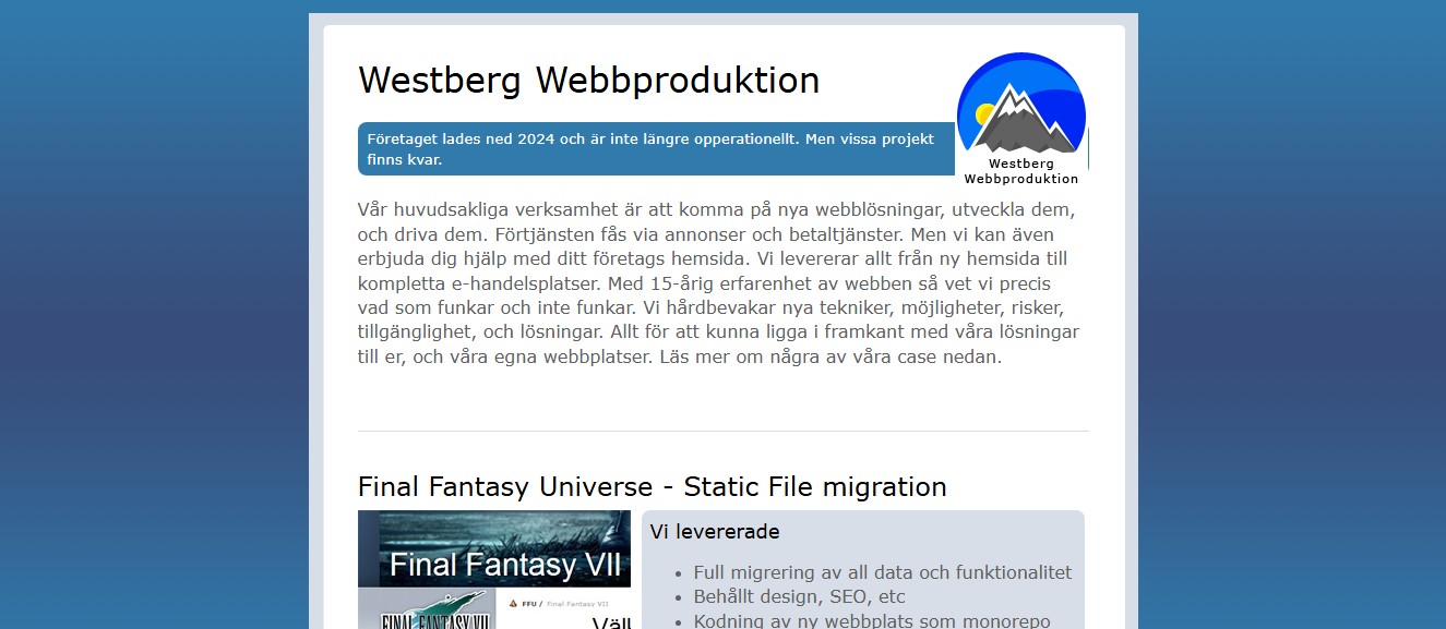 Screenshot of Westberg Webbproduktion